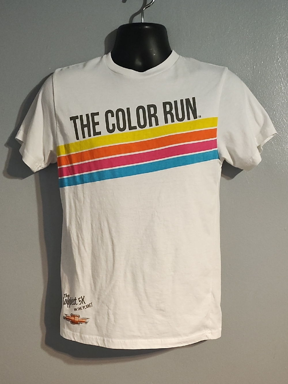 The Color Run White Graphic Tee with Multicolor Stripes